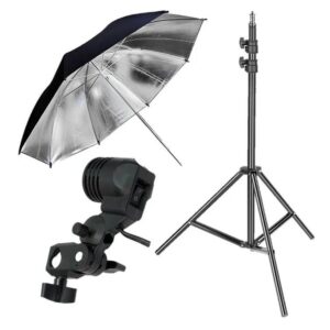 KIT FOTO ESTUDIO TRIPODE 2M+SOMBRILLA PLATEADA+SOCKET+BOMBILLO 20W