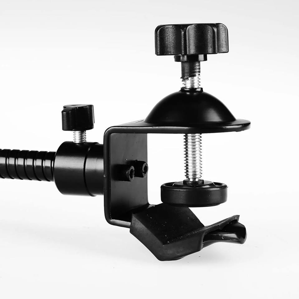 SOPORTE DE LUZ PARA ESTUDIO FOTOGRAFICO CLIP DE ABRAZADERA C, BRAZO FLEXIBLE Y ACCESORIO REFLECTOR - Imagen 3