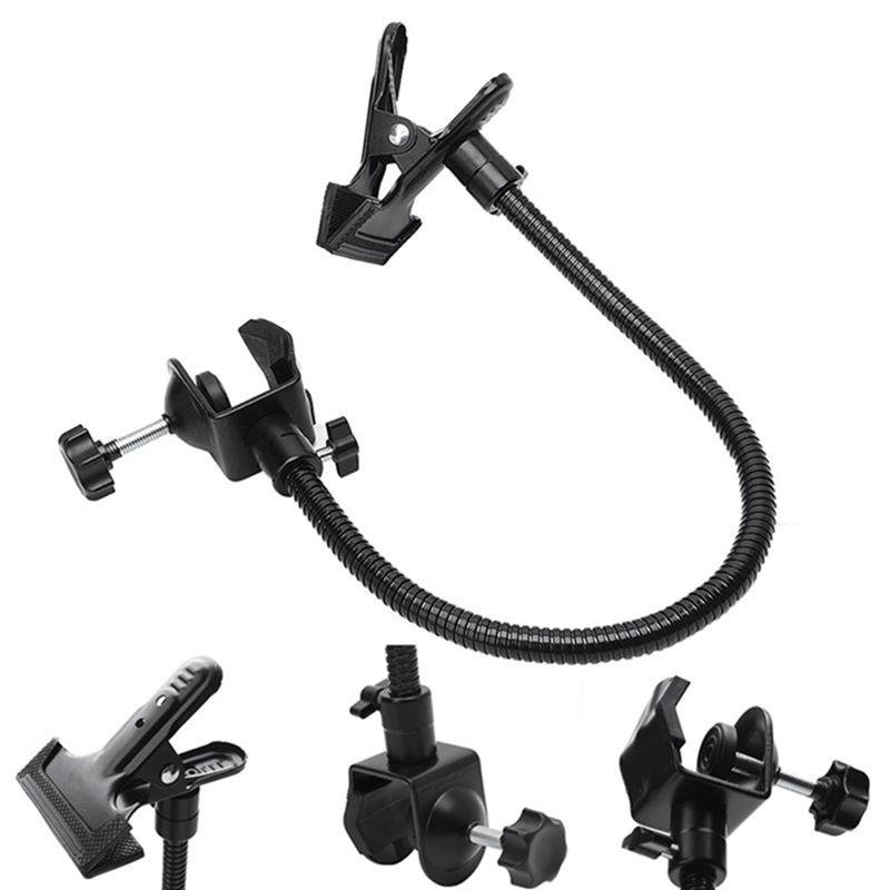 SOPORTE DE LUZ PARA ESTUDIO FOTOGRAFICO CLIP DE ABRAZADERA C, BRAZO FLEXIBLE Y ACCESORIO REFLECTOR - Imagen 6