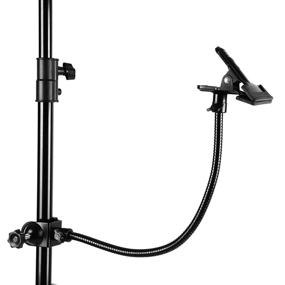 SOPORTE DE LUZ PARA ESTUDIO FOTOGRAFICO CLIP DE ABRAZADERA C, BRAZO FLEXIBLE Y ACCESORIO REFLECTOR - Imagen 5