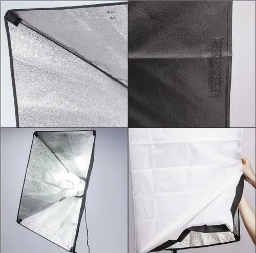 KIT SOCKETX4 + SOFTBOX 50X70 BOMBILLO 20W + TRIPODE 2M - Imagen 2