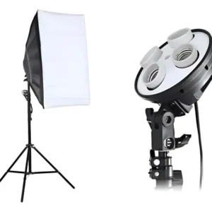 KIT SOCKETX4 + SOFTBOX 50X70 BOMBILLO 20W + TRIPODE 2M
